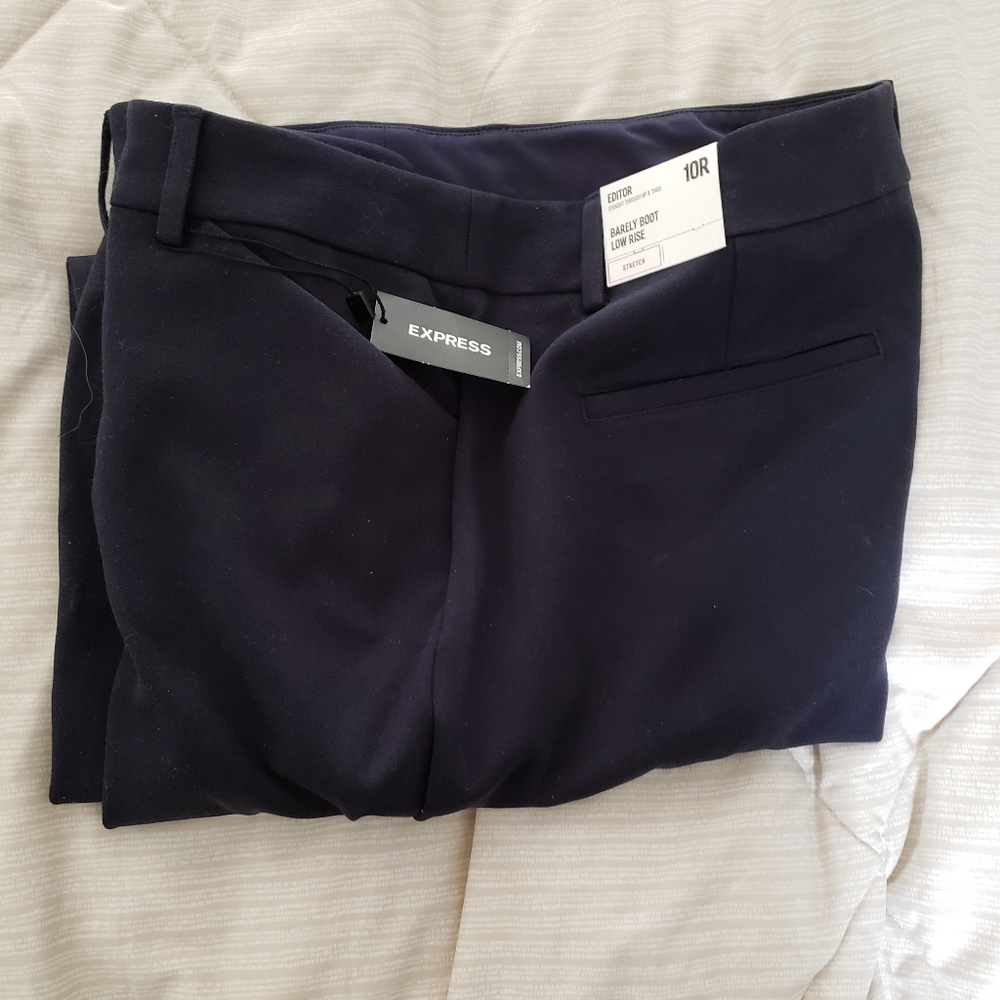 Navy dress pants, slight boot cut